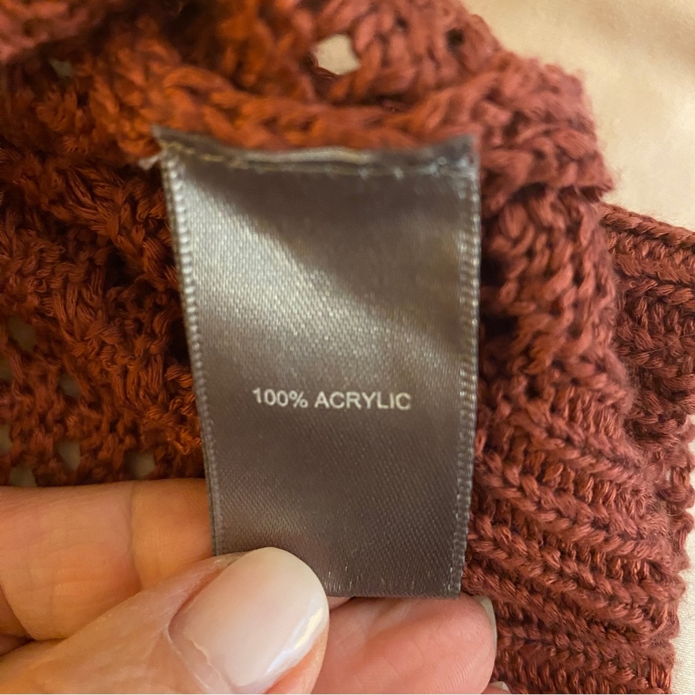 NWOT Marled open weave oversized short sleeve sweater in terra cotta. Size Med - Picture 5 of 5